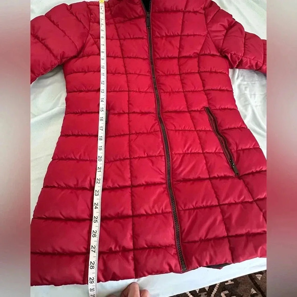 NWOT HFX Women's Heavyweight Quilted Winter Puffer Parka Mid Length. Wine Sz: M - Picture 11 of 16